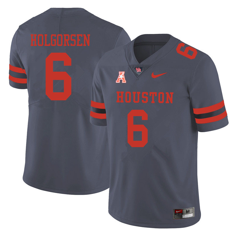 Men #6 Logan Holgorsen Houston Cougars College Football Jerseys Sale-Gray - Click Image to Close